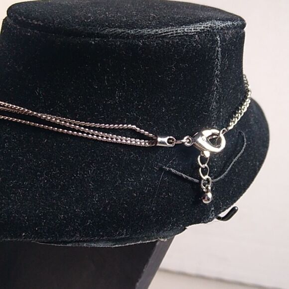 Vintage Silver Tone Metal Beads Rhinestone Three Strands Cottagecore - Picture 2 of 6